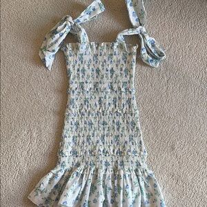 MARBLE Blue and White Smocked Sundress